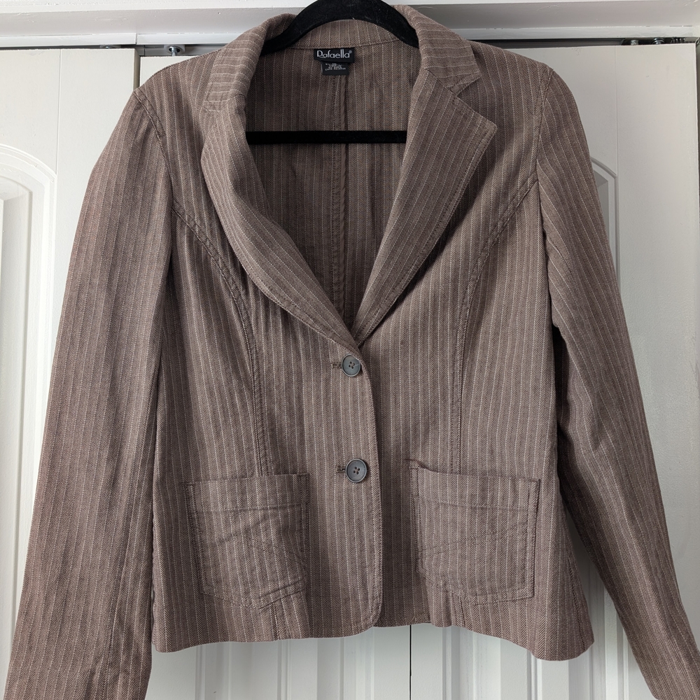 Rafaella Brown Blazer with White Pinstripes